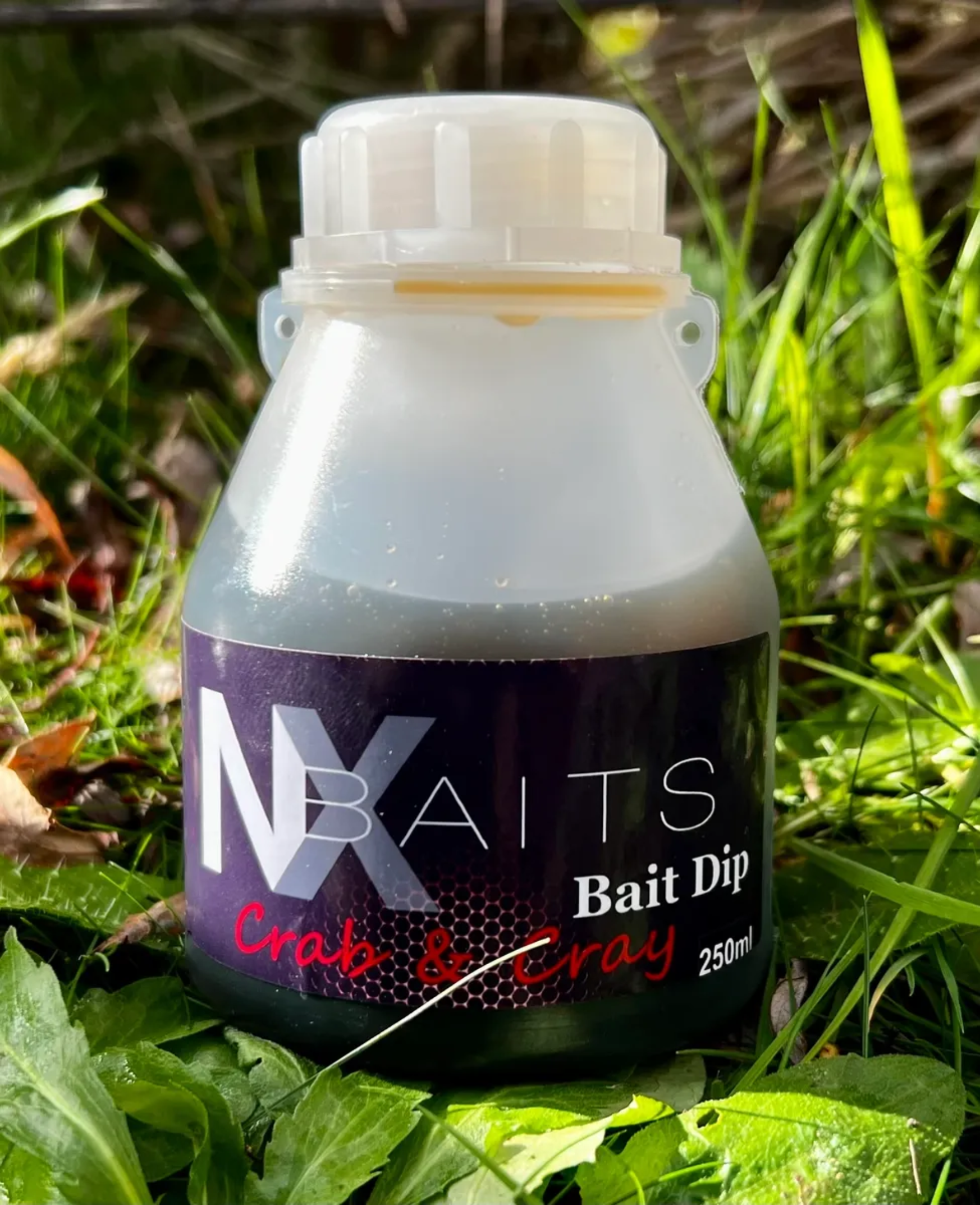 250ml bottle of NX Baits Crab and Crayfish Flavored Bait Dip - Perfect Size for Enhancing Your Fishing Baits